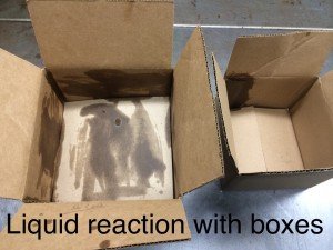 Corrosion Prevention Liquid We have coated these boxes with the new corrosion prevention liquid to see how the packaging will hold up over time.